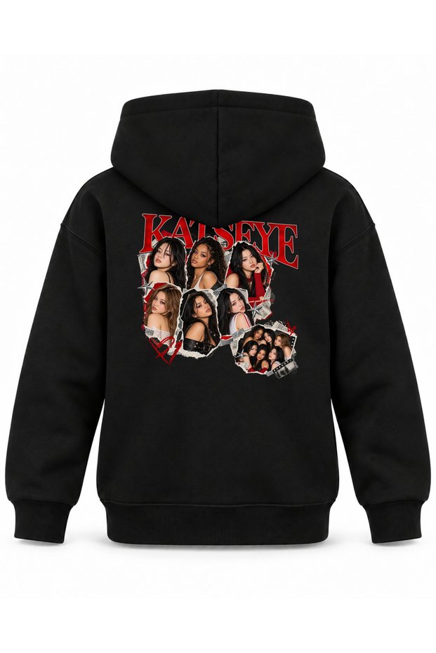 Katseye Ripped Cuff Editorial Printed Children's Hooded Sweatshirt