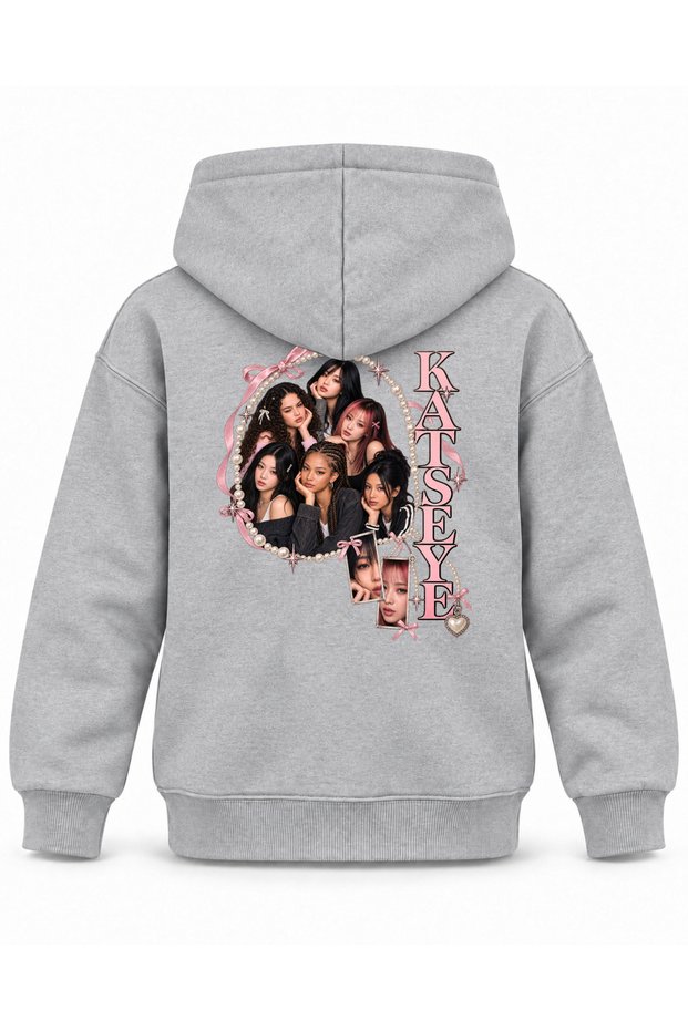 Katseye İnci Halkali Editorial Printed Children's Hooded Sweatshirt