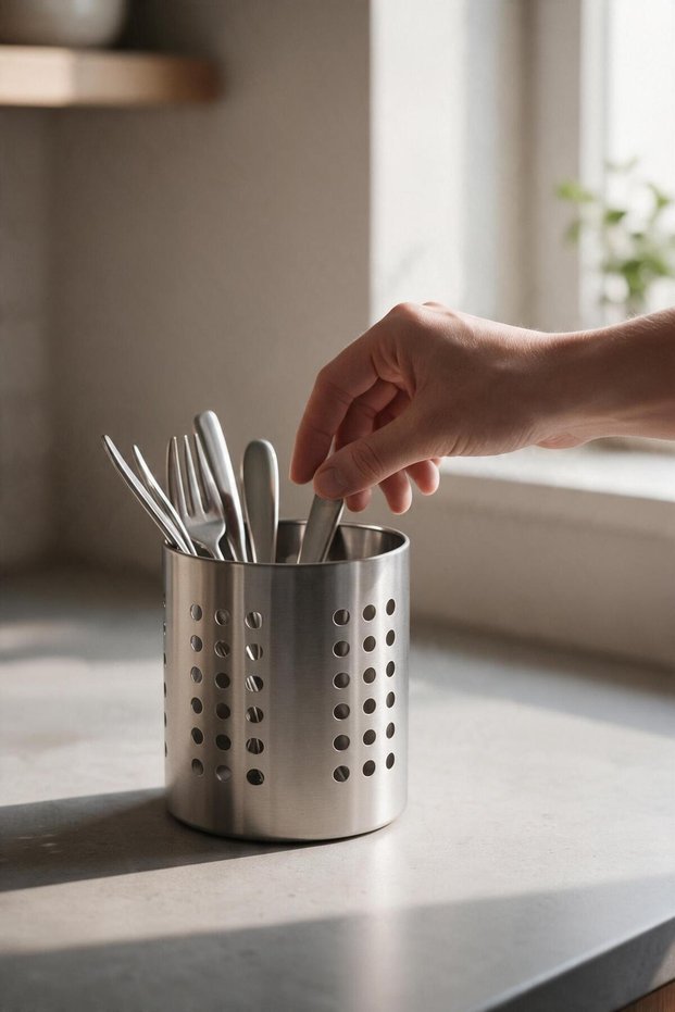 Stainless Steel Countertop Spoon Holder Fork Spoon Knife Organizer