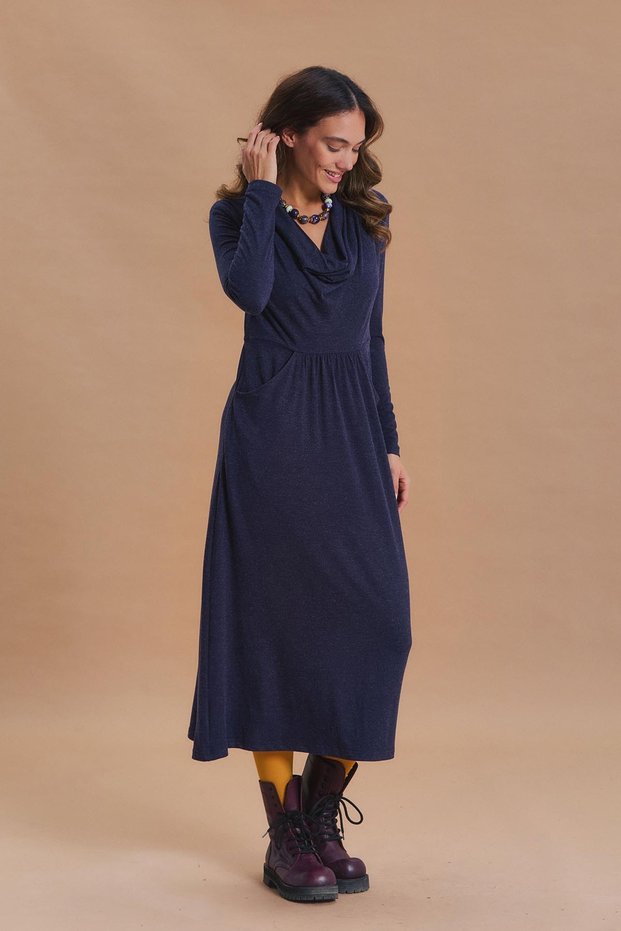 Degaje Collar Pocket Long Sleeve Dress