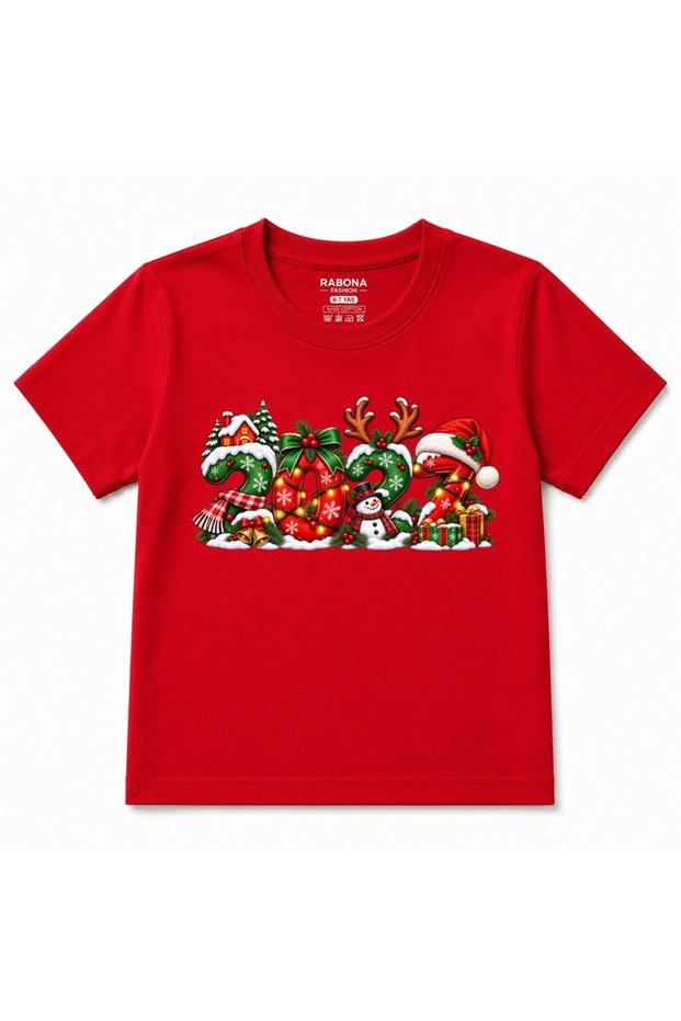 Christmas 2027 - Festive Snowman, Reindeer & Santa Hat Kids Graphic T-Shirt