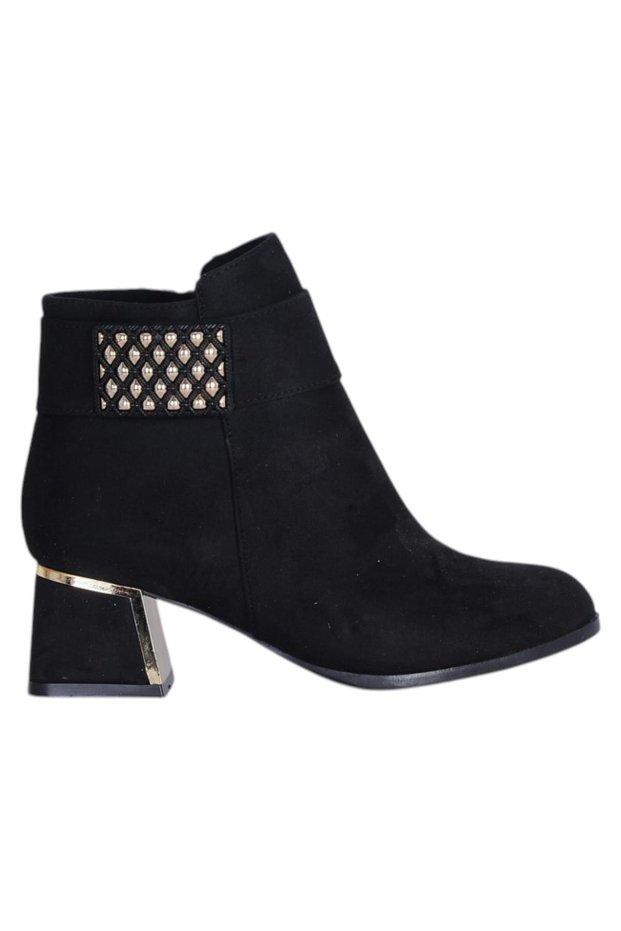 Byn Ayışığı By43 Suede Black Women's 7cm Heeled Boots