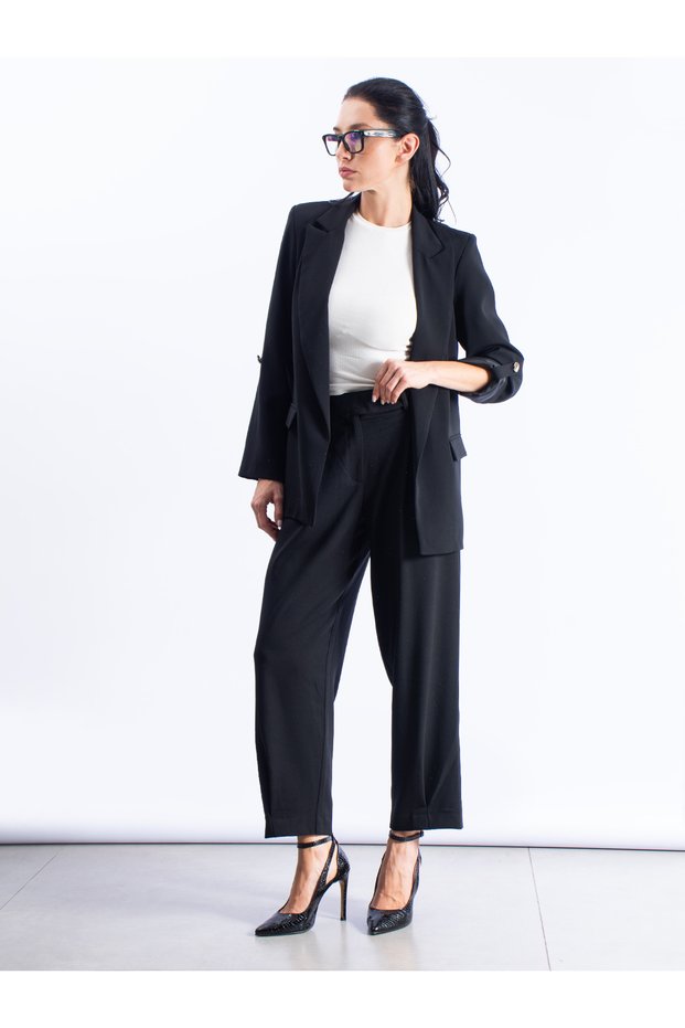 Button Detailed Fabric Trousers