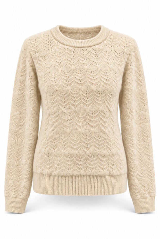 Women's Biscuit Knit Patterned Soft Textured Soft Touch Knitwear Sweater
