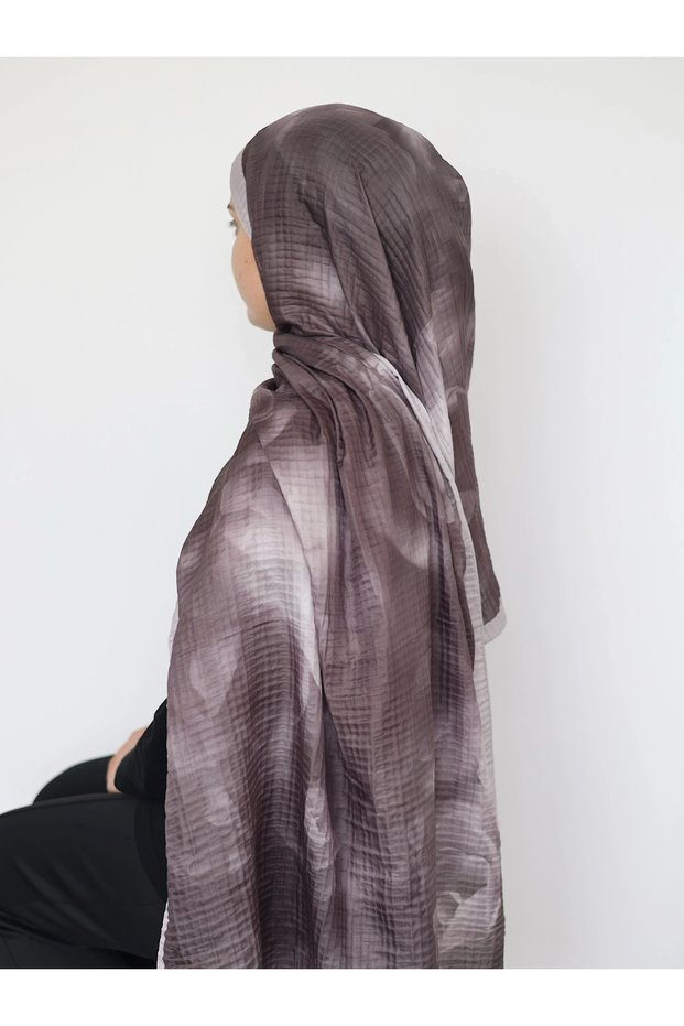 Misty Rose Pattern Muslin Shawl - Mink & Mocha