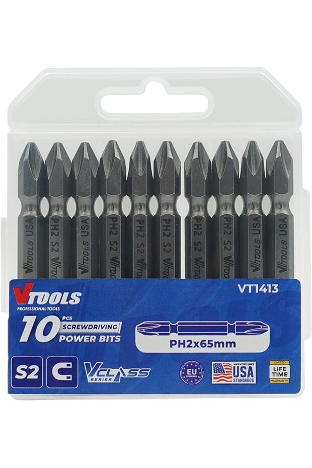 10 Pieces PH2 Magnetic Screwdriver Bits Set 2/5 Inch, S2 Steel Precision Bits with Case, Idea