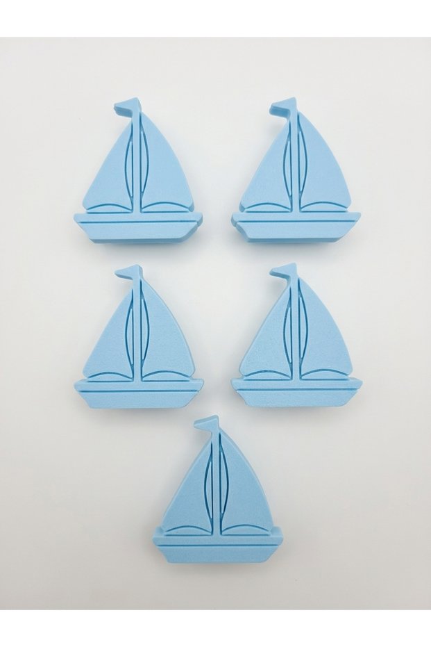 5 Pieces of Children's Room Cabinet Drawer Handles with Sailboat/Boat Figures - (Handle Screw Included) - Plastic