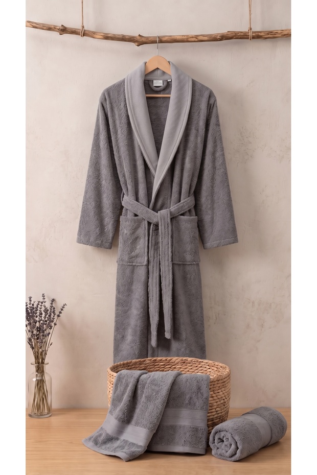 Bloom Men's Bathrobe Set | 3-Piece Bathroom Set | 60% Bamboo 40% Cotton
