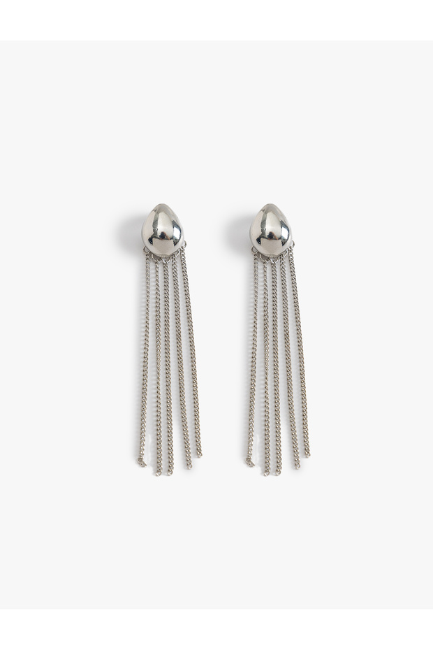 Drop Earrings with Chain Detail and Steel Mix