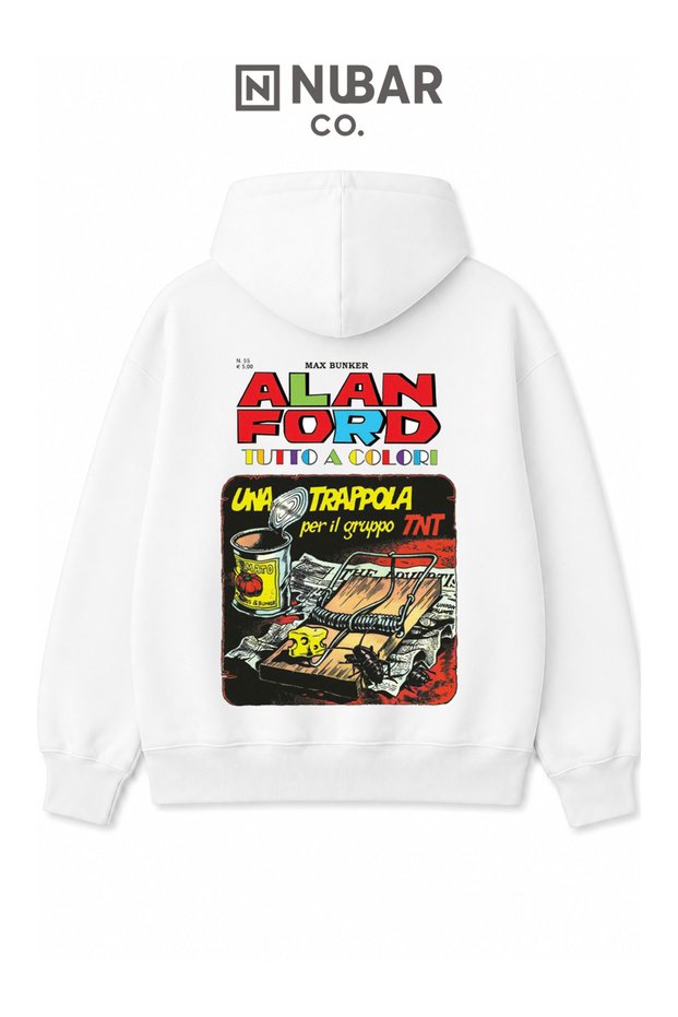 Alan Ford Vintage Retro Comic Premium Design Unisex 3 Thread Raster Premium Hooded Sweatshirt