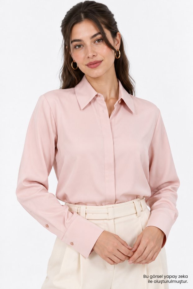 Classic Collar Long Sleeve Shirt with Cuff Detail