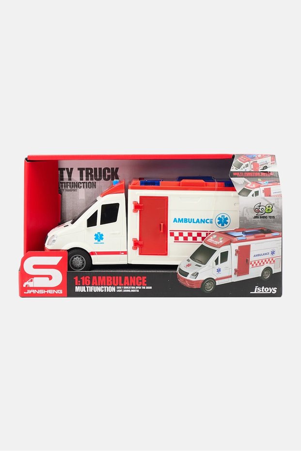 Ambulance Toy Car with Light Siren Sound Effects, Red Combo