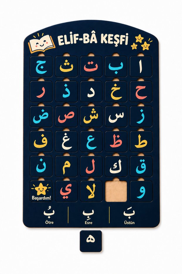 Elif Ba Arabic Letter Learning and Matching Mdf Educational Puzzle 30 Pieces Uv Printed 18 X 27 cm