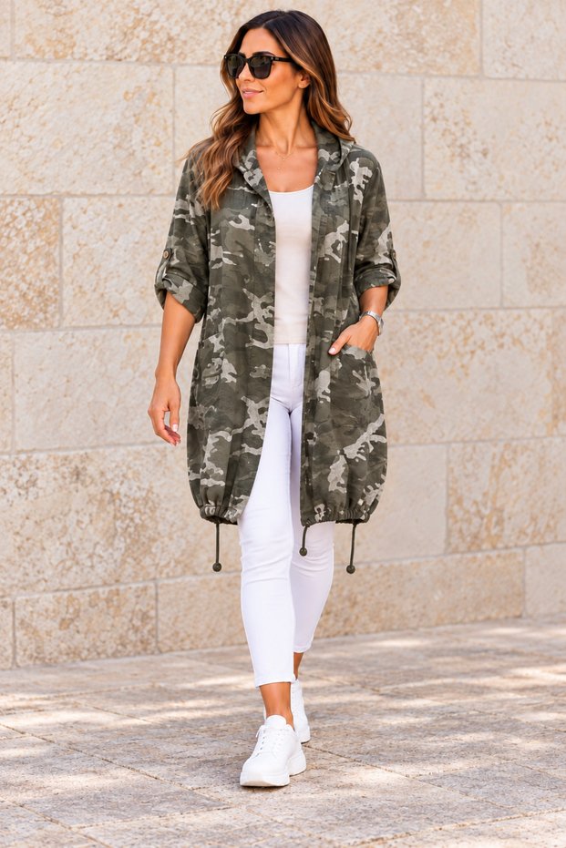 Women's Italian Linen Fabric Star Back Open Front Jacket