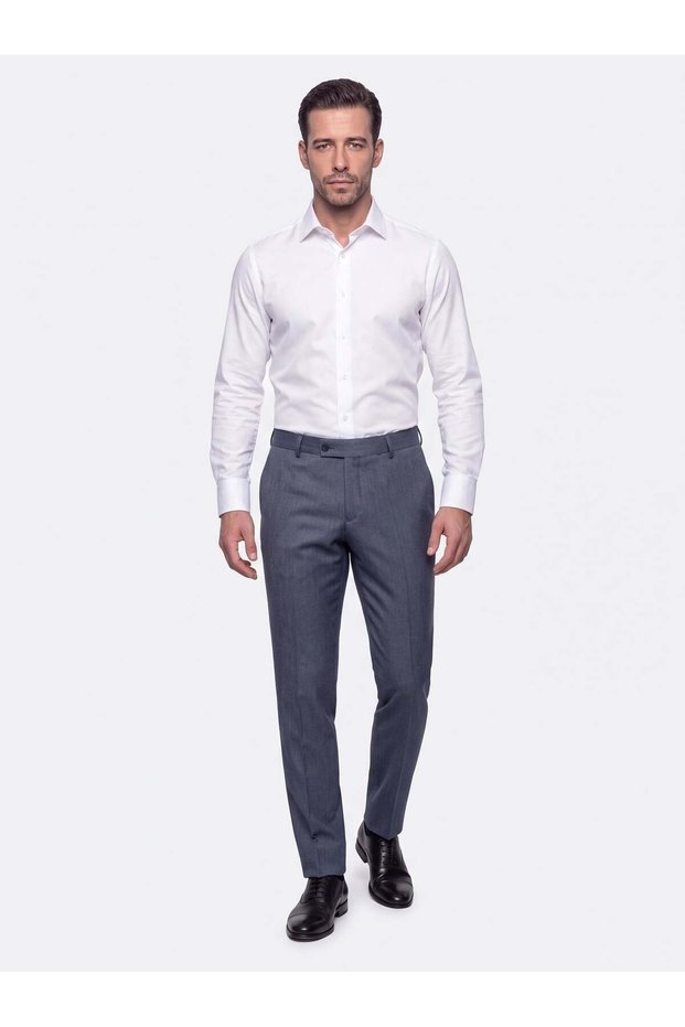 Navy Blue Comfort Fit Men's Classic Trousers