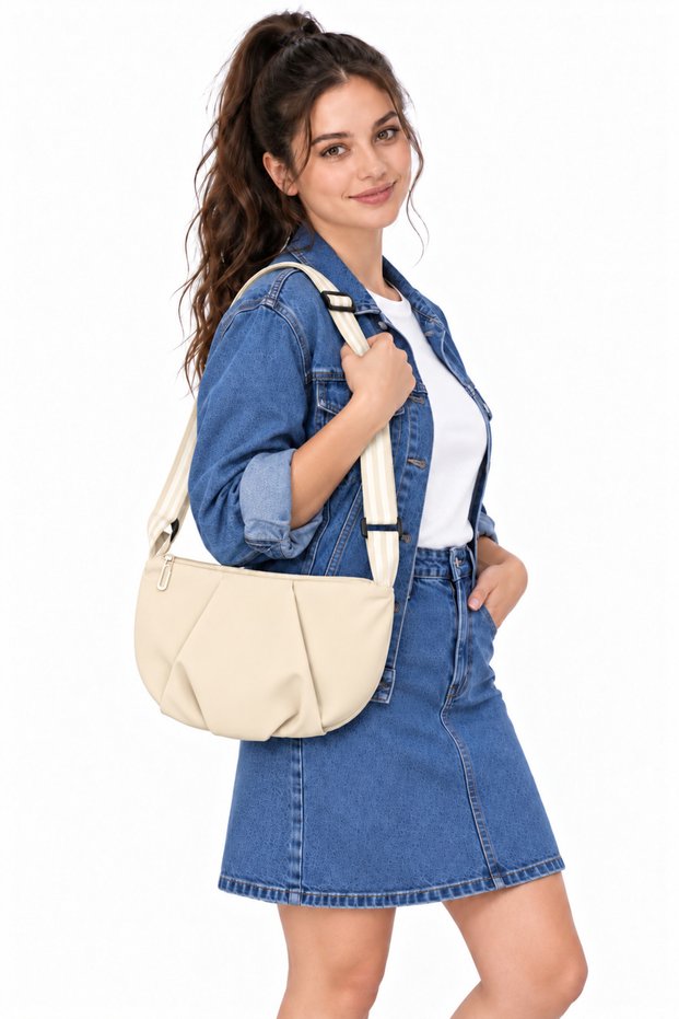 Cream Color Women's Adjustable Strap Daily Mini Shoulder Bag and Crossbody Bag