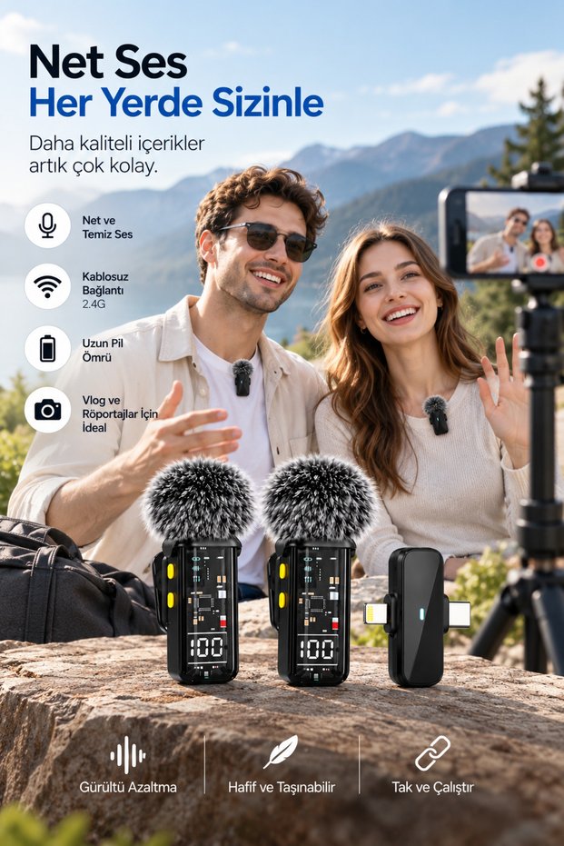 2.4g Wireless Dual Microphone Lavalier Microphone Content Production Set