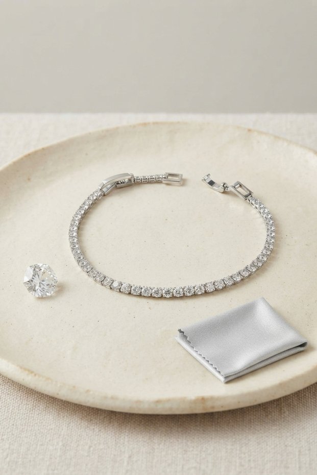 Brass Silver Color Thin Zircon Stone Waterway Women's Bracelet
