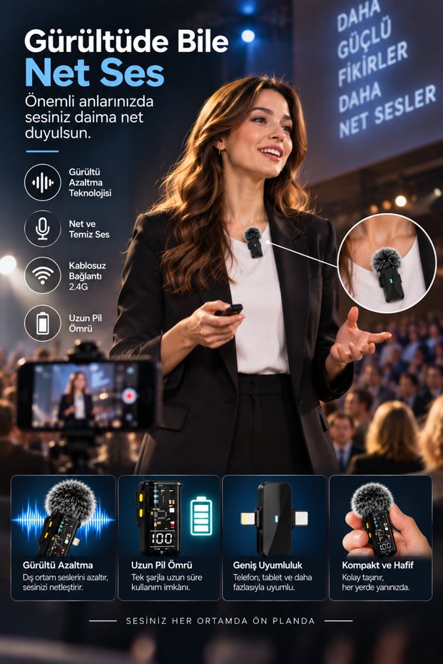 2.4g Wireless Lavalier Microphone Long Battery Life with Digital Display