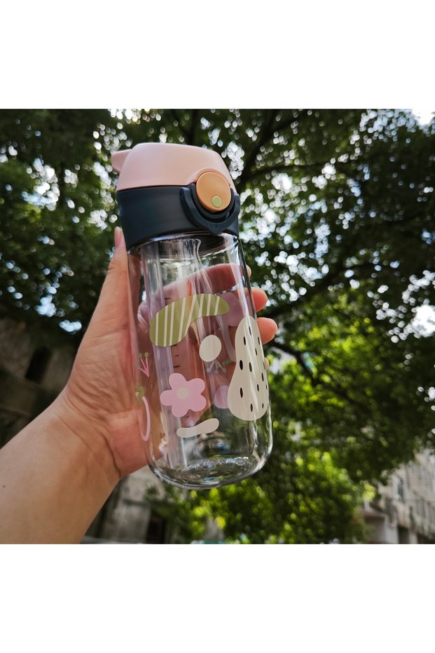 450ML pink 450ML Cute Children Drinking Kettle Plastic Portable School Cup Kids Water Bottle With He