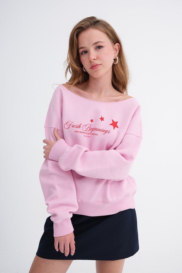 Kayık Collar Hooded Sweatshirt S1984