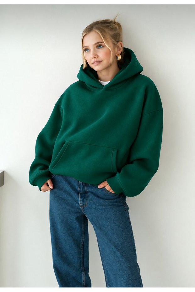 Women's Oversize Sweatshirt with Hood and Kangaroo Pocket