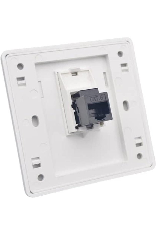 ® Faceplate Ethernet Single 1-Port/Double 2-Way; RJ45 Female To Female Coupler; Socket Wall Plate For Ethernet Cable Networking; UK Plate; Cat 6 Support For Home And Office (Single Port)