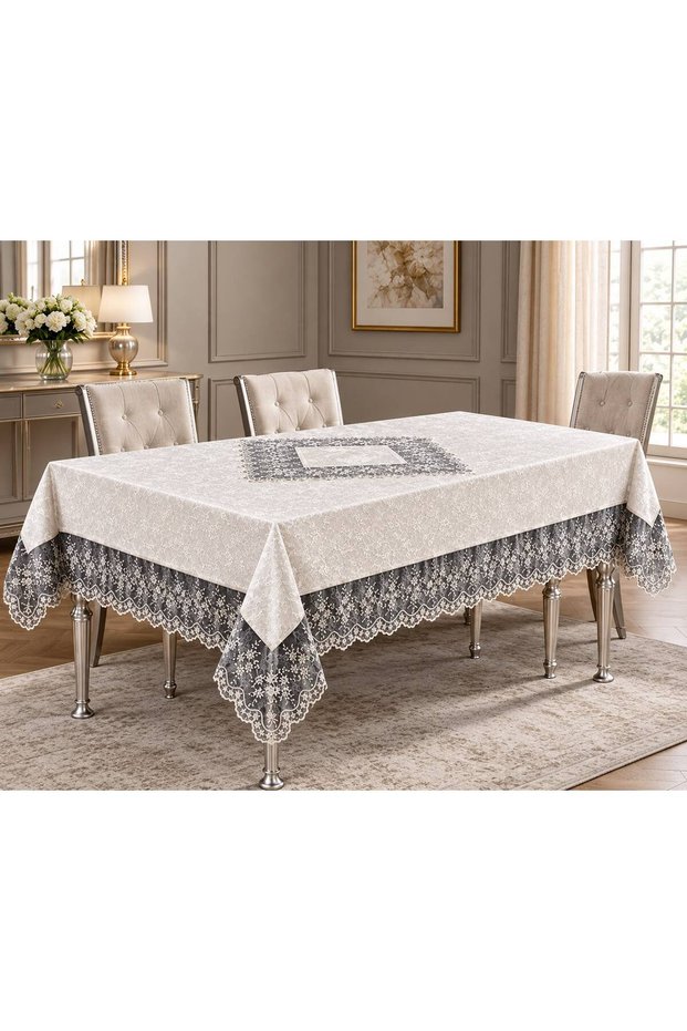 French Guipure Luxury Velvet Tablecloth Gonca