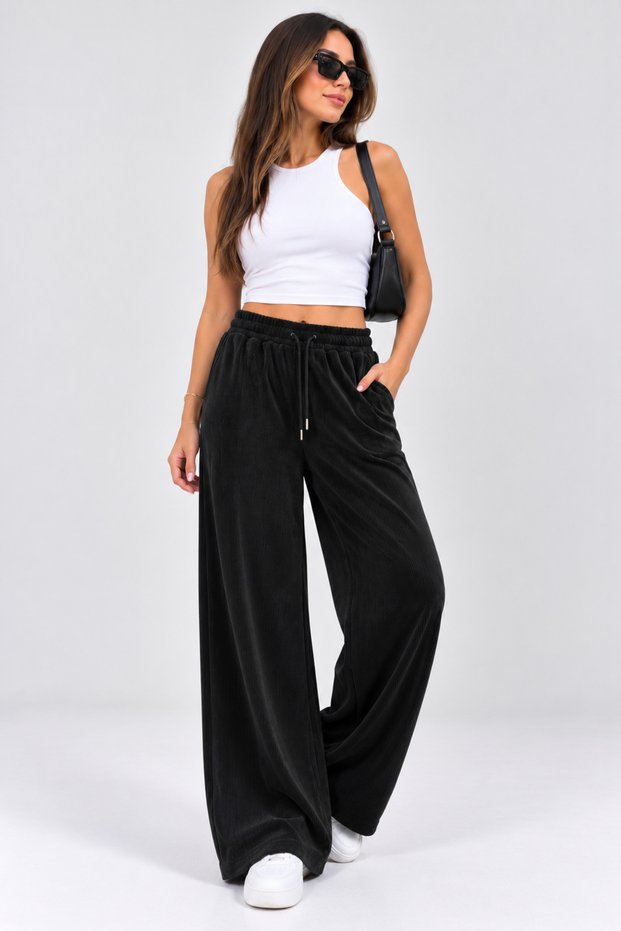 Women's Velvet Modal Fabric Wide Leg Pants with Pockets Cty-Çtn-29875