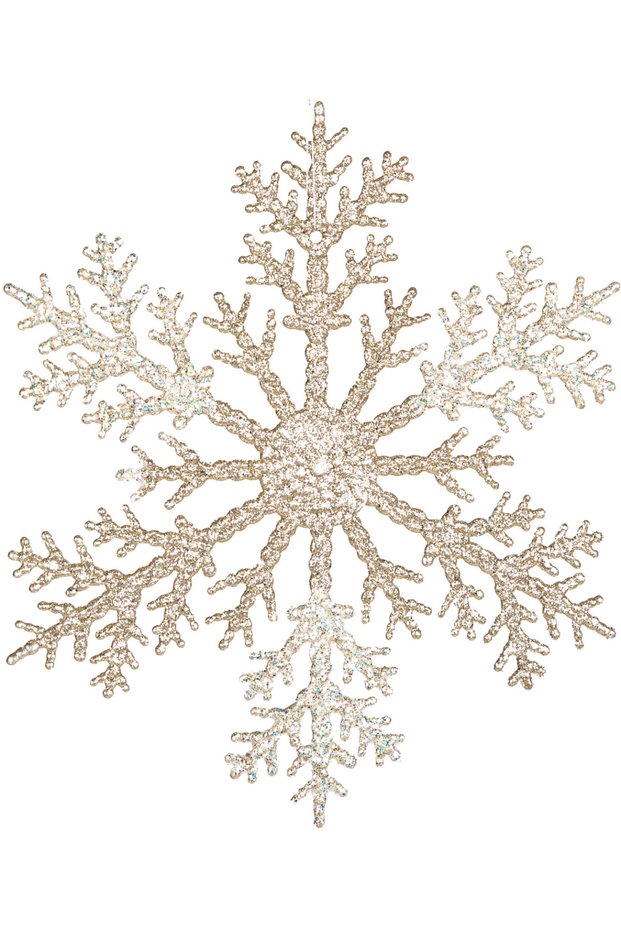 Christmas Ornament Snowflake Figure Silvery Champagne Colored 20 Cm.