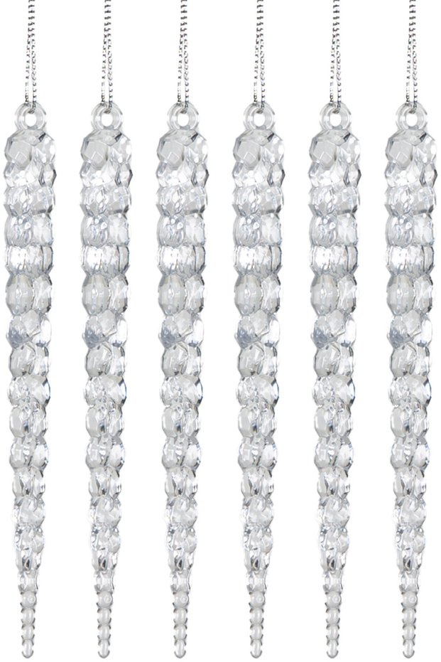 Christmas Ornament Ice Pendant 6 Pack Transparent 15 Cm.