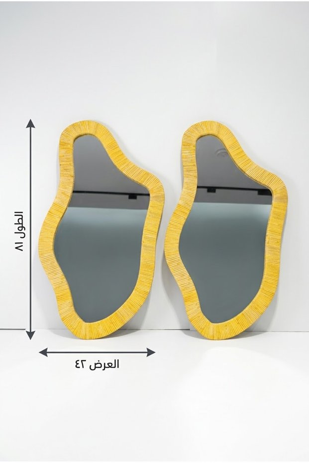 طقم مرآة جدارية بإطار مزخرف بتصميم أنيق وعصري (82 × 42 سم )