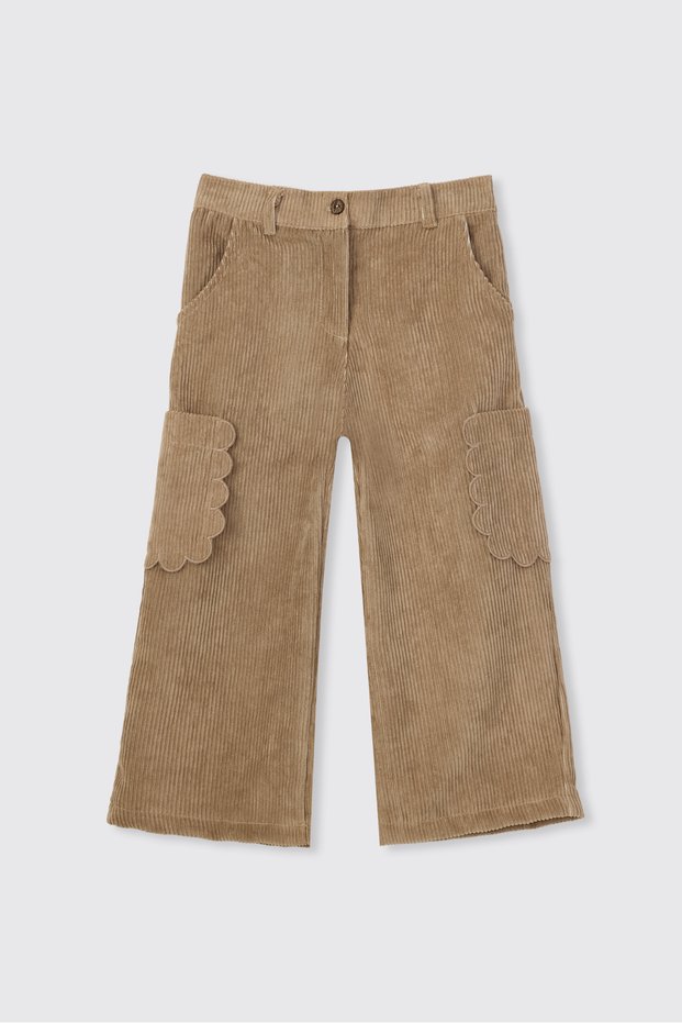 Baby Girl Velvet Beige Pants
