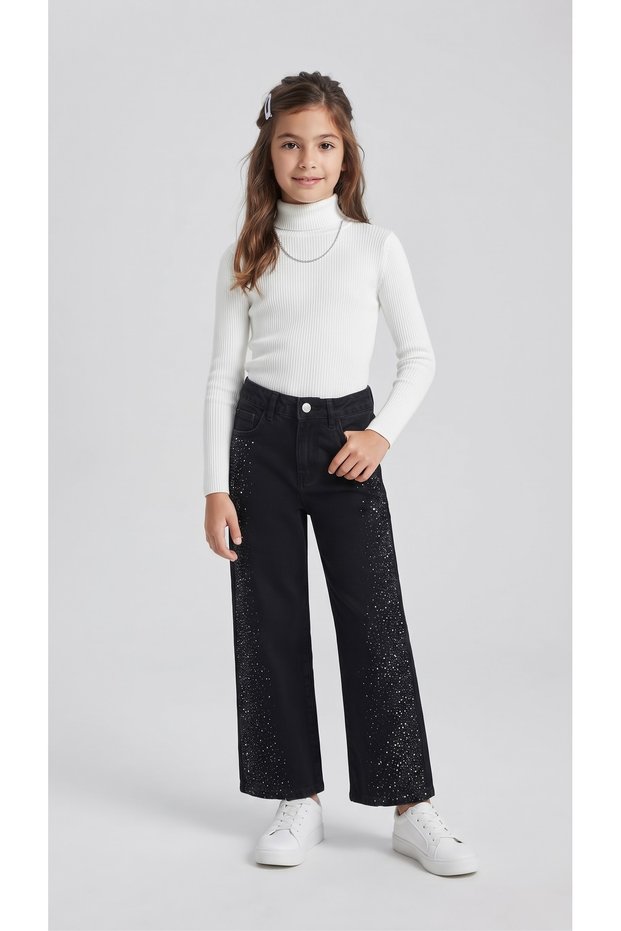Girl's Stoned Jean Pants Black 6/10 Years