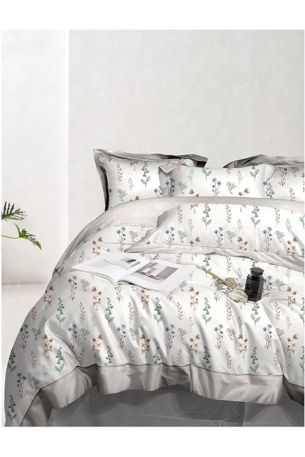3 Pieces Flat Bedsheet Set with Floral Pattern King Size Bed Pillow Cover Set with 1 Bedsheet, 2 Pillow Cover Bedding Set King (U.K. Standard)) (White Floral, King (U.K. Standard))