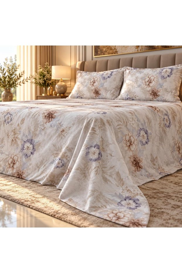 Luxury 3-Piece Cannon Cotton Bedsheet King Size (270x250 cm) – 200 Thread Count Flat Sheet with 2 Pillow Covers, Soft Breathable 3-Piece Bedding Set King Size (White., King (U.K. Standard))