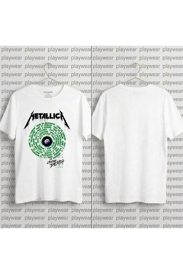 Metallica-Creeping Printed 100% Cotton Crew Neck T-Shirt