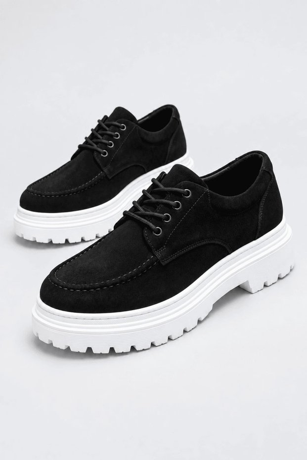 Black Suede (White Sole) Lace-Up Men's Classic Shoes