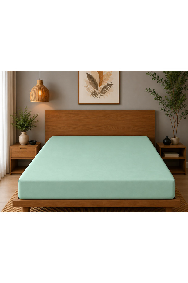 Elastic Fitted Sheet Solid Color Cotton Single Double King Size