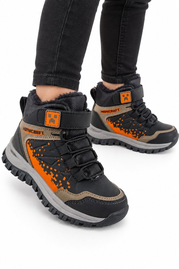 Children's Warm Non-Slip Sole Trekking & Outdoor Boots Mink-Orange