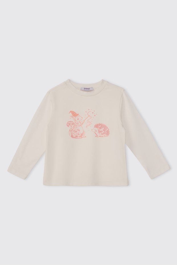 Baby Girl Printed Ecru T-Shirt