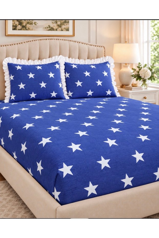 Firfirli Pillowcase and Elastic Bed Sheet Set [Single, Double, King Size, Medium Sizes]