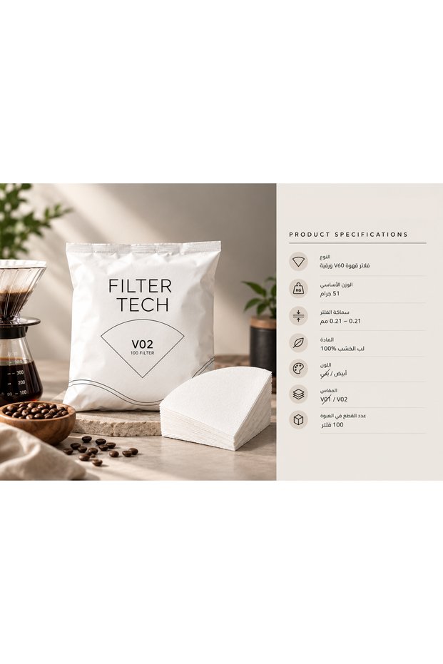فلاتر V60 مقاس 02 FILTER TECH