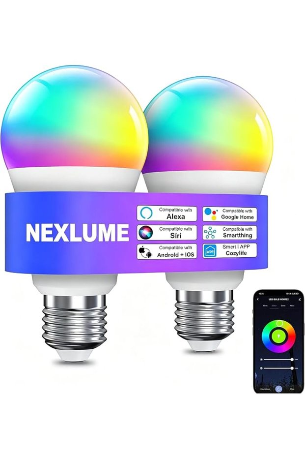 2 حزمة من مصابيح RGB الذكية، A19 E26/E27، متوافقة مع أليكسا وجوجل هوم