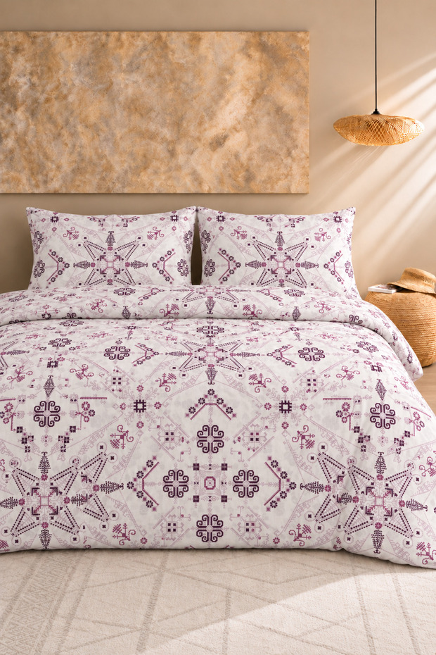 Ethnic Cotton Elastic Sheet Double Duvet Cover Set 200X220 cm 4 Pieces
