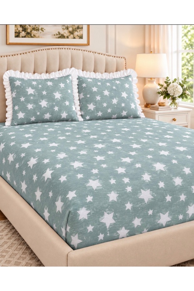 Firfirli Pillowcase and Elastic Bed Sheet Set [Single, Double, King Size, Medium Sizes]