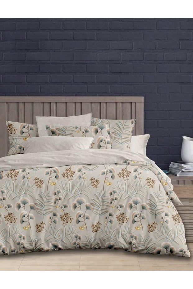 3 Pieces Flat Bedsheet Set with Floral Pattern King Size Bed Pillow Cover Set with 1 Bedsheet, 2 Pillow Cover Bedding Set (Cream Blue, King (U.K. Standard)) (Light Green, King (U.K. Standard))