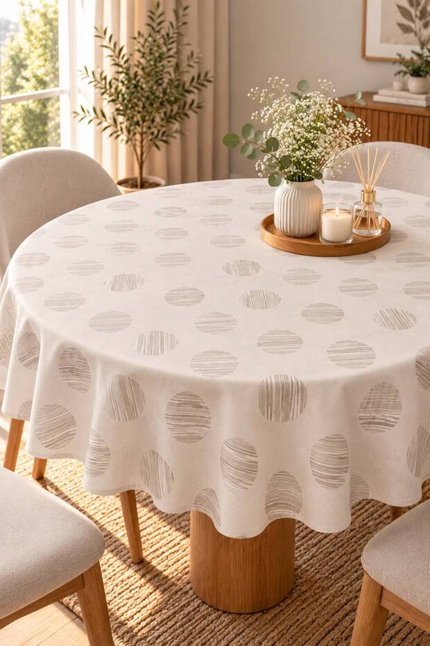 Liquid-Proof Oilcloth Round Tablecloth | Stain-Resistant, Easy-To-Clean Pvc Tablecloth