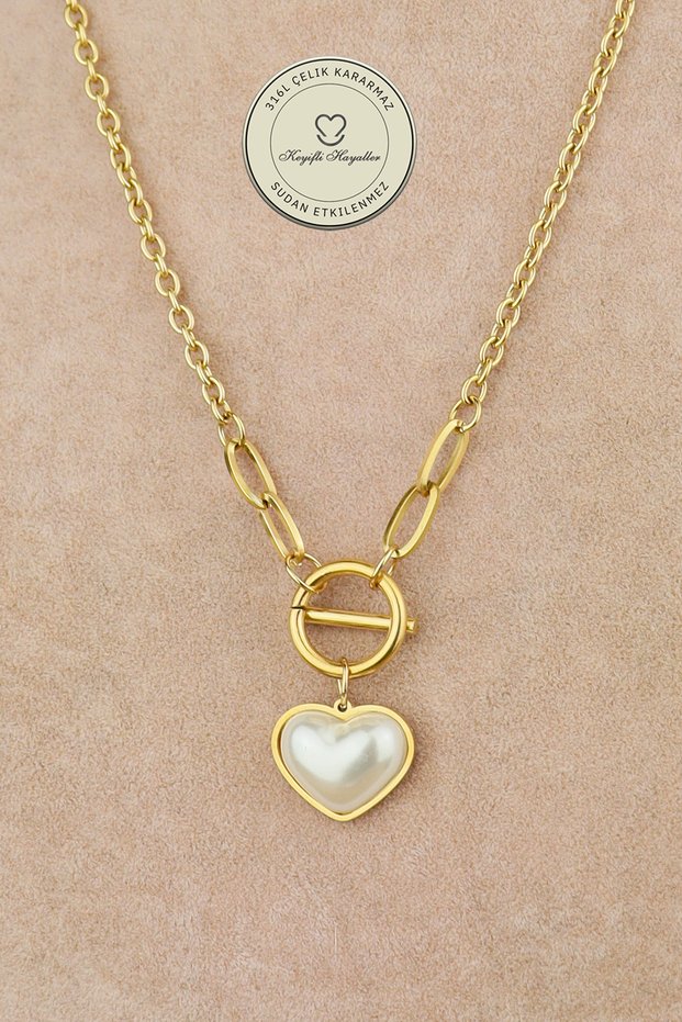 Steel Necklace - White Ring 316L Steel Chain Necklace Non-Tarnish Non-Fade 44+5cm