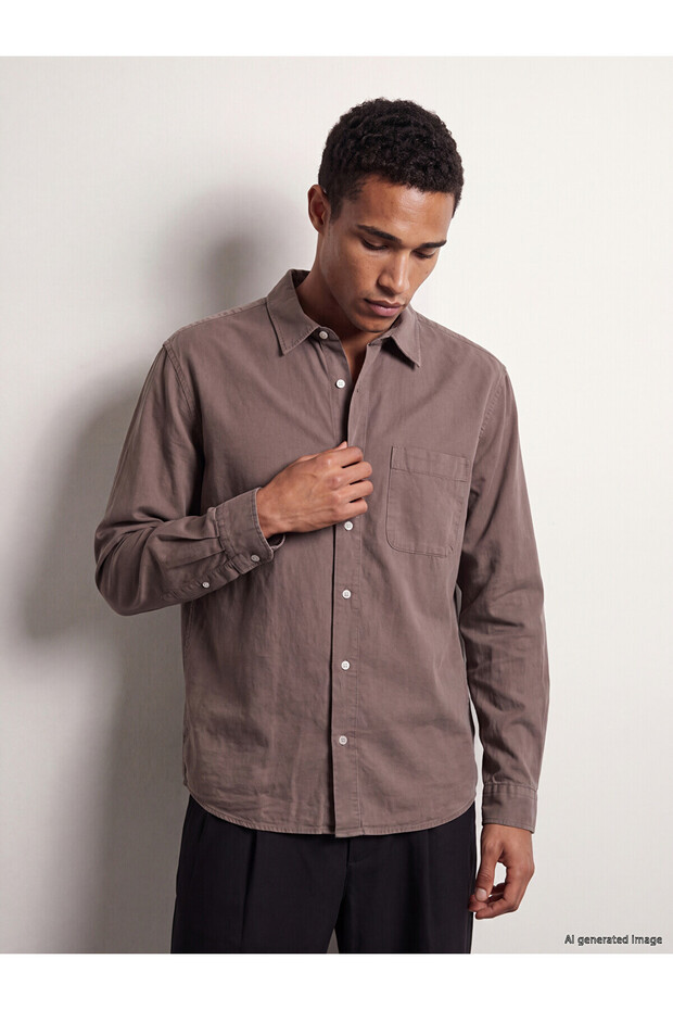 Özmarka New Season Plum Regular Fit Gabardine Men's Shirt